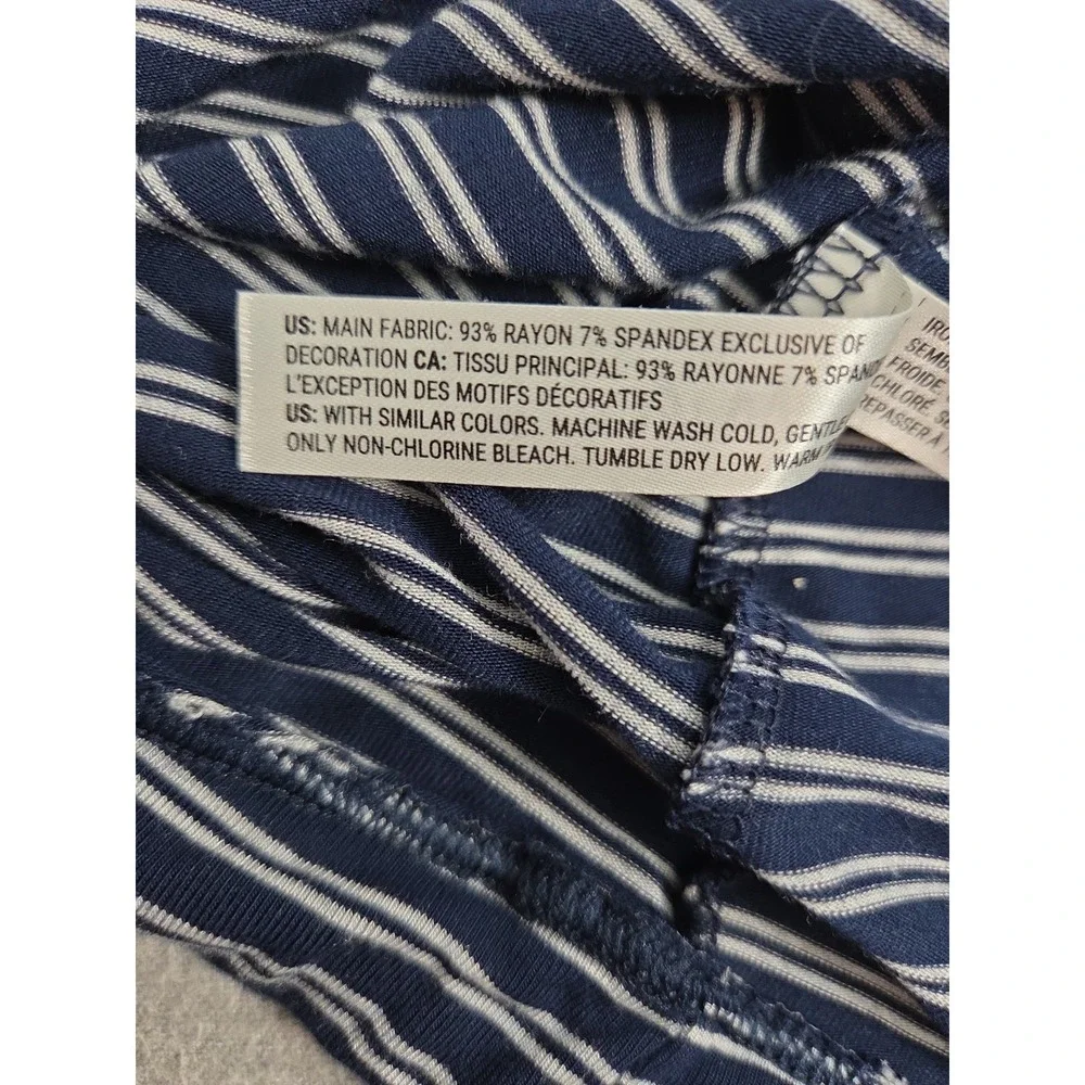 Soma Cool Nights Short Sleeve Sleepshirt L Navy Blue Stripe Nightgown Lounge